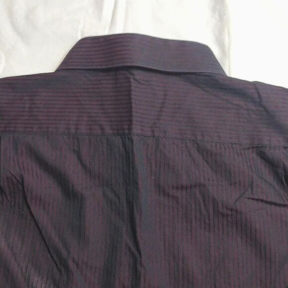 Kenneth Cole Purple Textured Black Striped Button Up Dress Shirt Size 18 - Picture 9 of 12